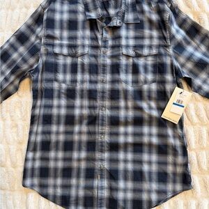 Calvin Klein Men's Navy and White Checkered Shirt